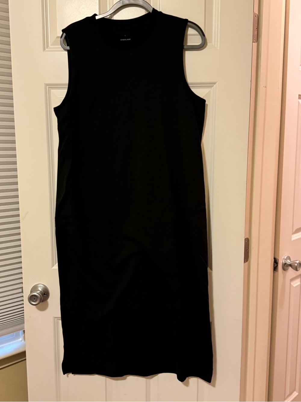 Everlane Weekend Tank Dress Black Organic Cotton Midi Length Size L
